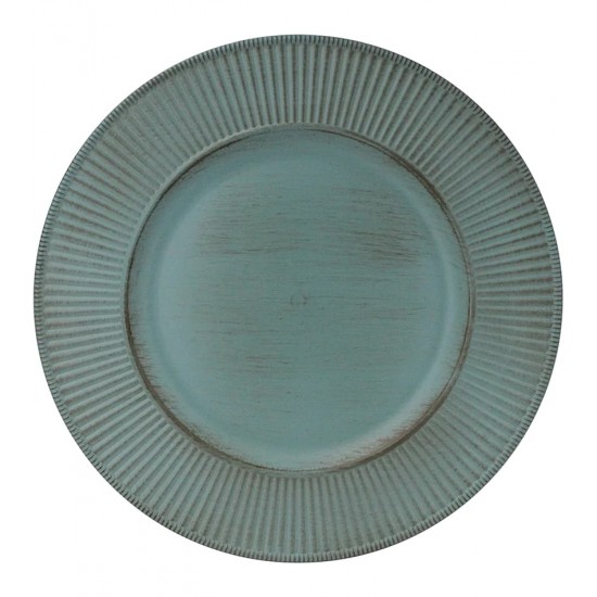 Sousplat 33cm Canelado Em Plastico Azul